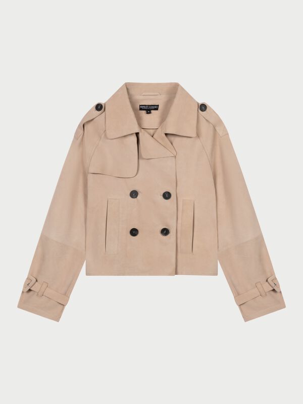 Gekürzter Trenchcoat aus Wildleder image number 8