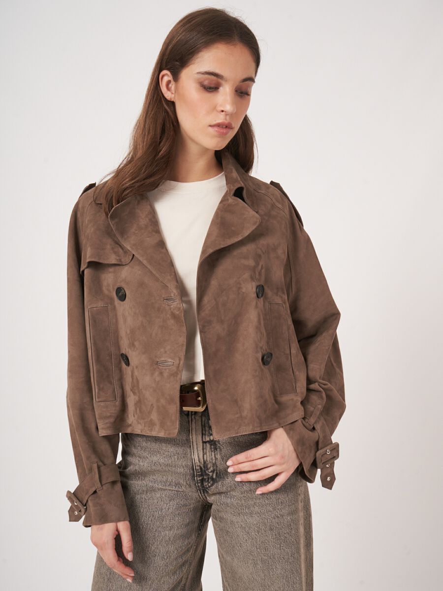 Gekürzter Trenchcoat aus Wildleder image number 1