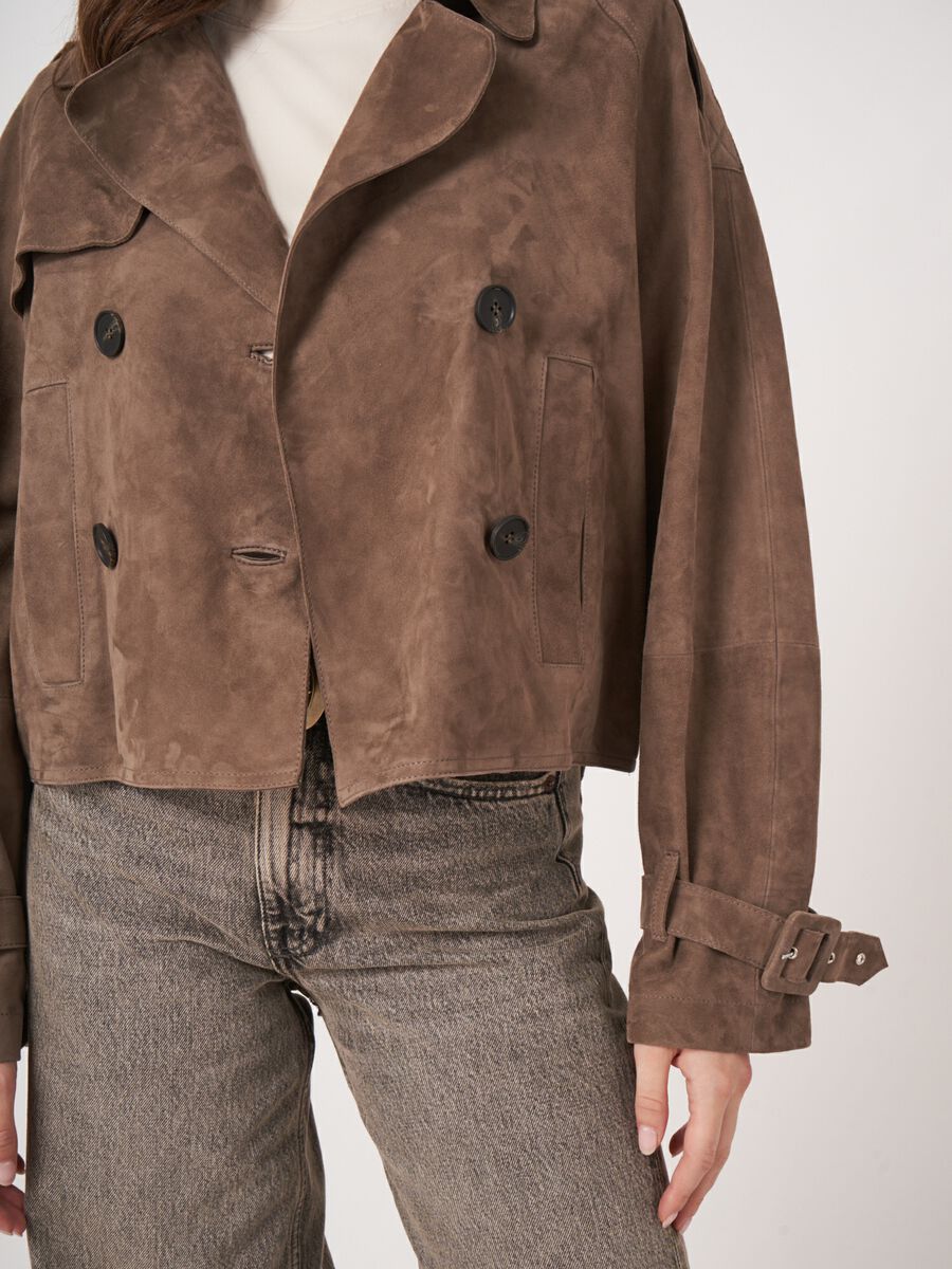Gekürzter Trenchcoat aus Wildleder image number 3