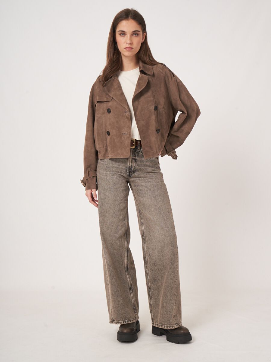 Gekürzter Trenchcoat aus Wildleder image number 6