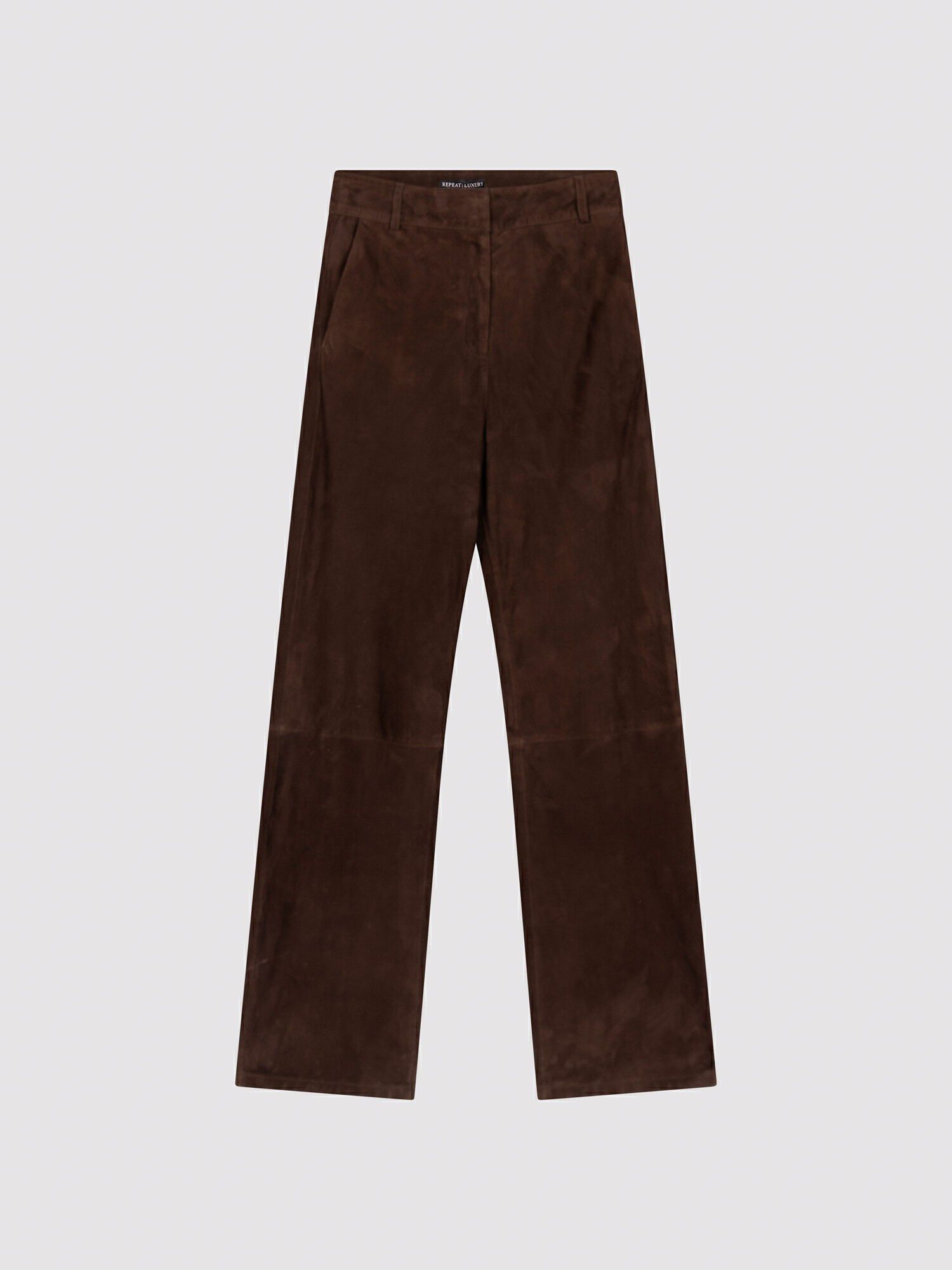 Straight leg broek van zacht suède afbeelding