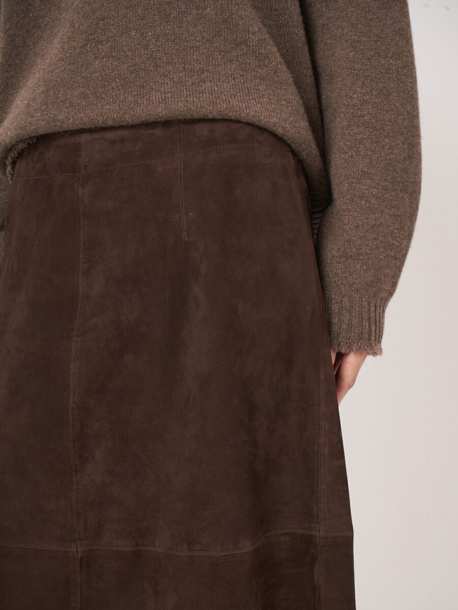 A-lijn suède rok voor dames - midi lengte image number 3