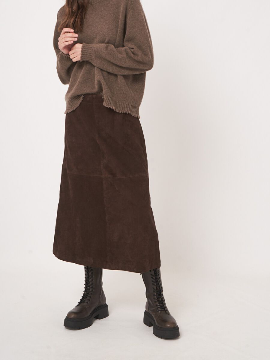 A-lijn suède rok voor dames - midi lengte image number 4