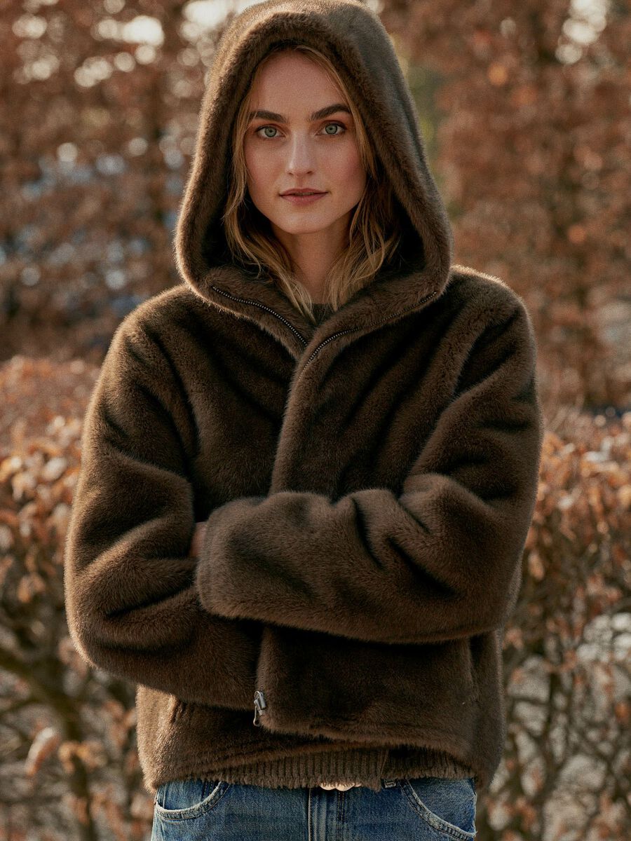 Repeat jas in faux mink - omkeerbaar & comfortabel image number 0