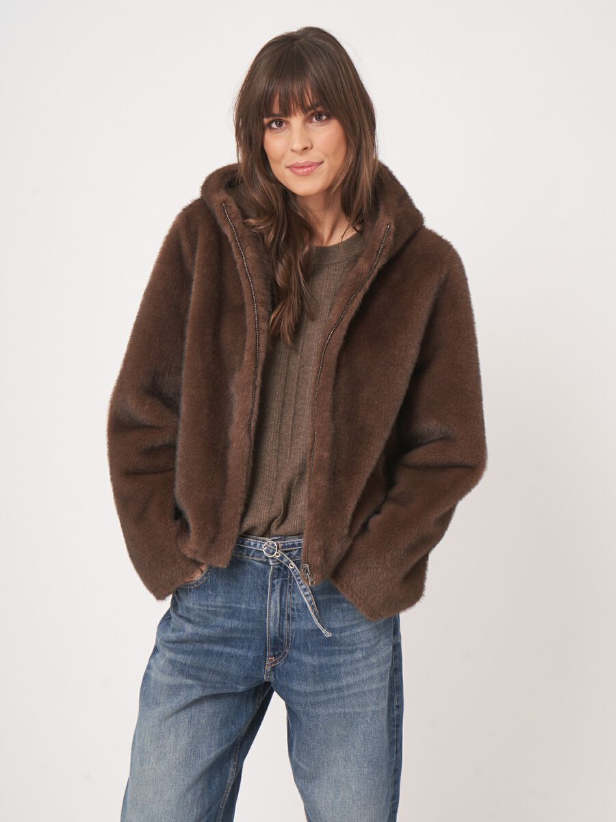 Repeat jas in faux mink - omkeerbaar & comfortabel image number 10