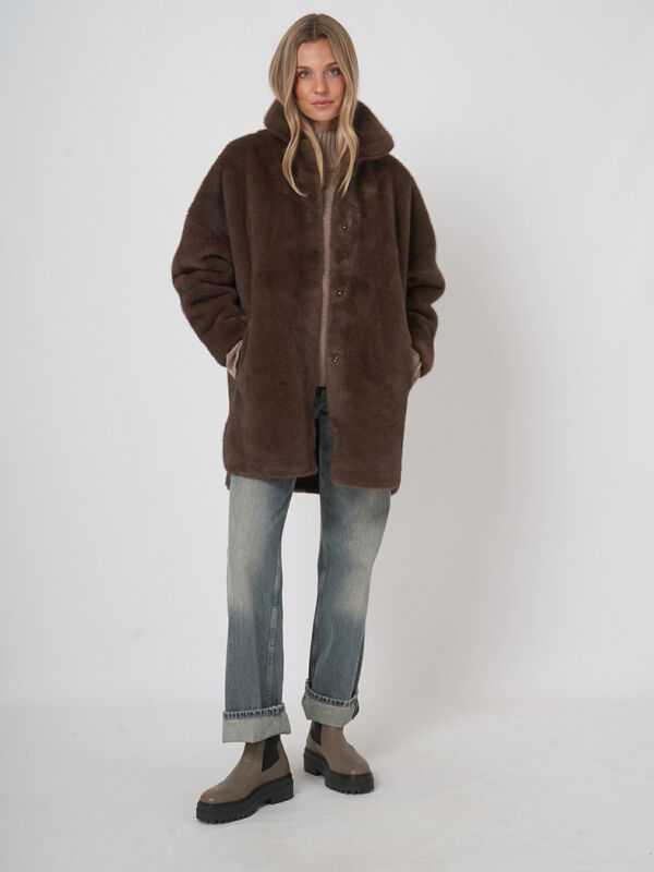 Oversized faux mink jacket image number 2