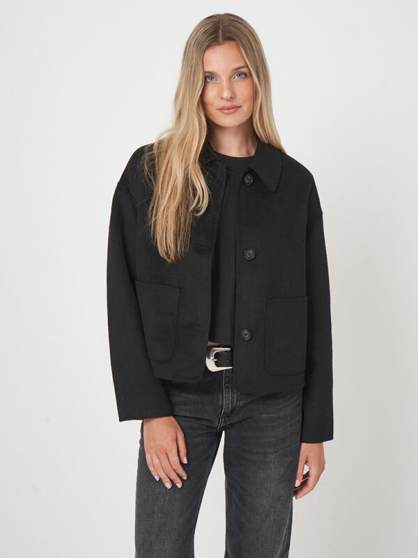 Veste boxy en laine mélangée avec col chemise image number 1