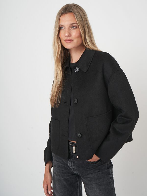 Veste boxy en laine mélangée avec col chemise image number 3