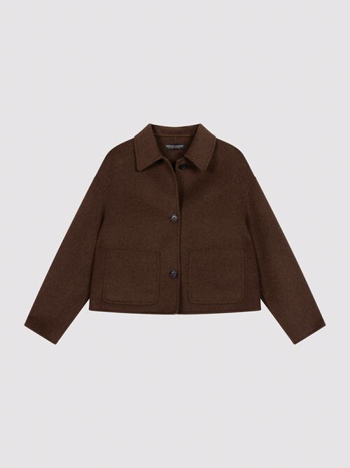 Boxy winterjas voor dames - wolmix & overhemdkraag