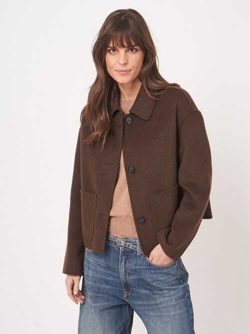 Boxy winterjas voor dames - wolmix & overhemdkraag