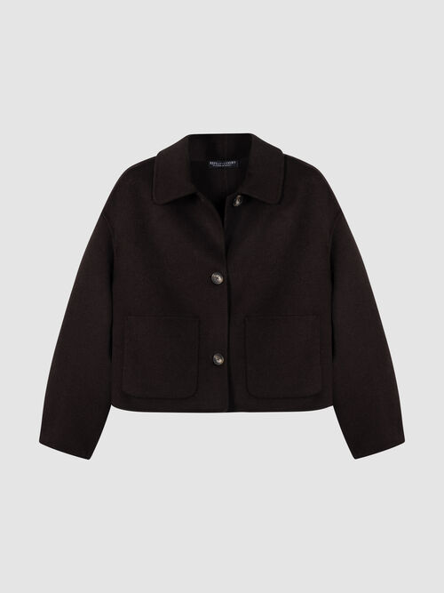 Boxy winterjas voor dames - wolmix & overhemdkraag