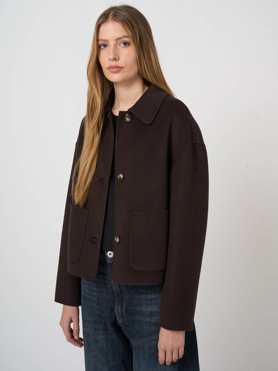 Boxy Wool-Blend Jacket with Patch Pockets image number 2