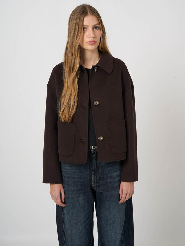 Veste boxy en laine m&eacute;lang&eacute;e &agrave; poches image number 3