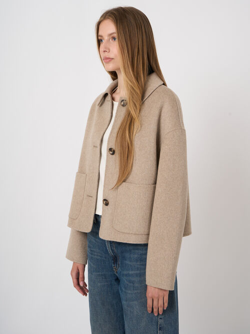 Boxy winterjas voor dames - wolmix & overhemdkraag