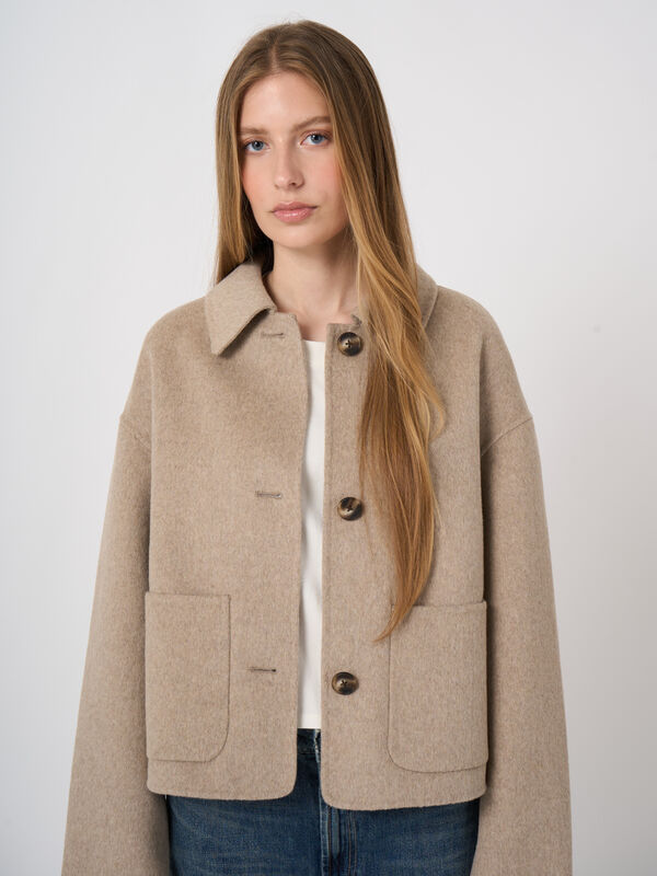 Boxy Wool-Blend Jacket with Patch Pockets image number 2