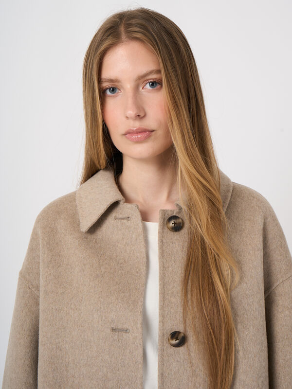 Boxy Wool-Blend Jacket with Patch Pockets image number 3