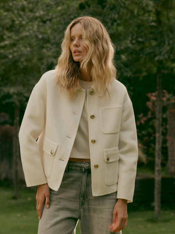 Wool Blend Coat with Shirt Collar image number 0