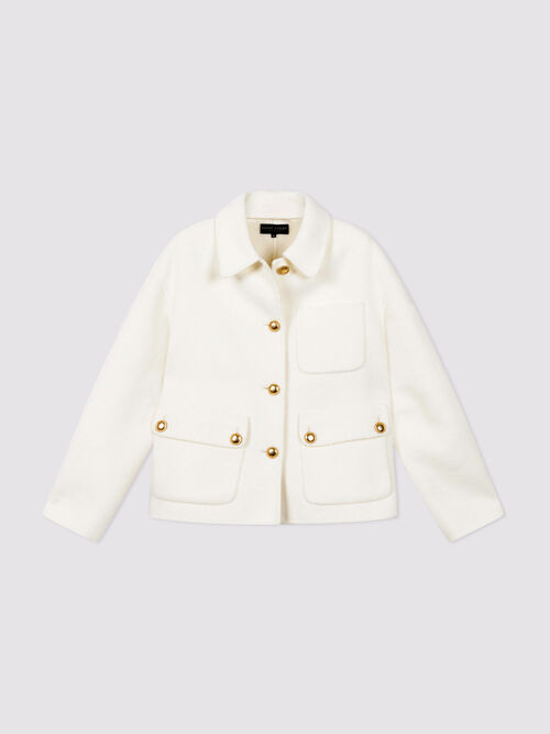 Wool Blend Coat with Shirt Collar