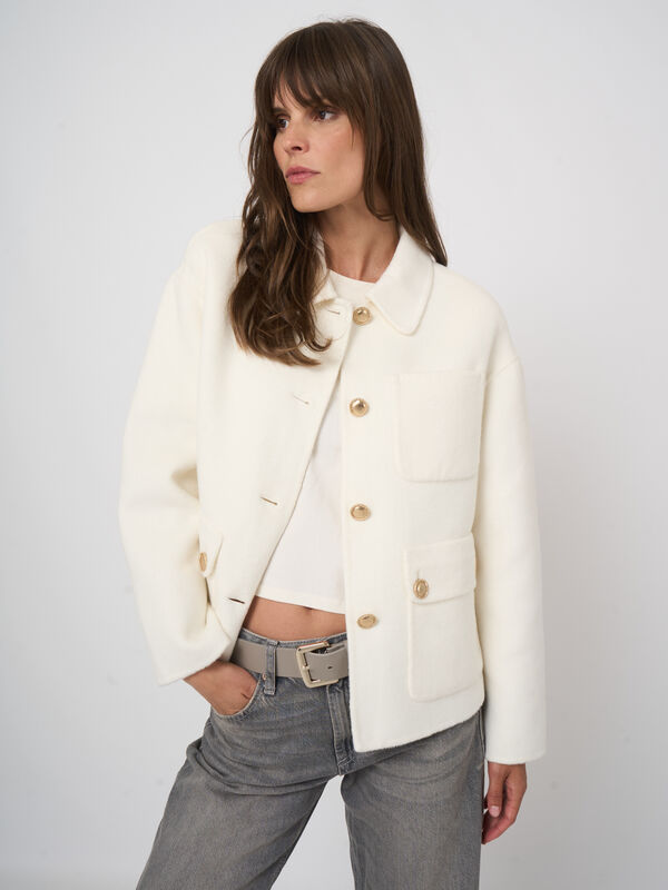 Wool Blend Coat with Shirt Collar image number 2