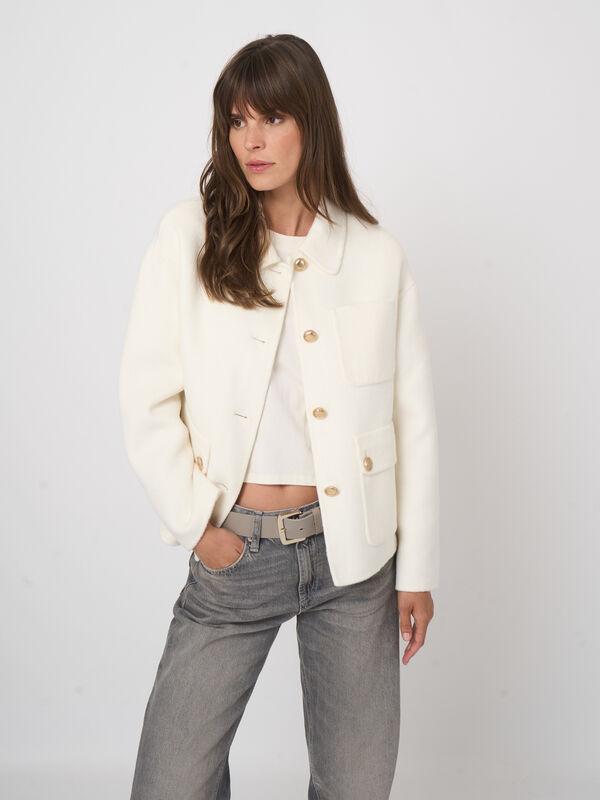 Wool Blend Coat with Shirt Collar image number 3