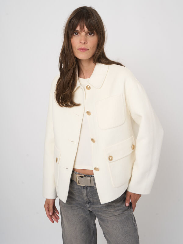 Wool Blend Coat with Shirt Collar image number 4