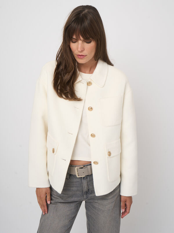 Wool Blend Coat with Shirt Collar image number 5