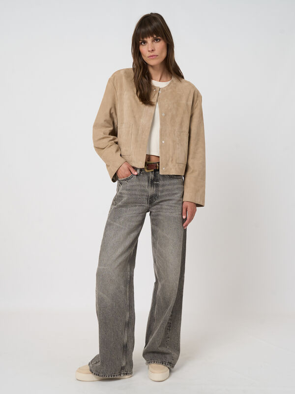 Damen Wildlederjacke aus Ziegenleder mit Rundkragen image number 7