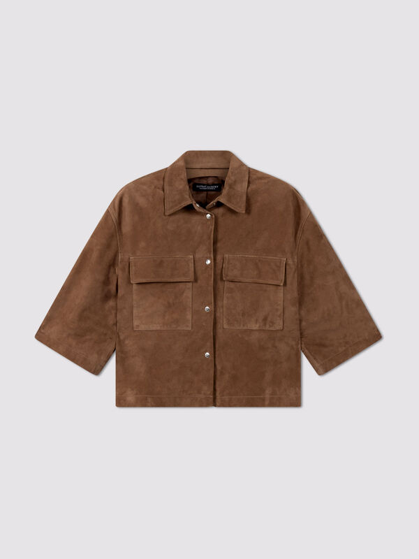 Dames overshirt van su&egrave;de met borstzakken image number 2