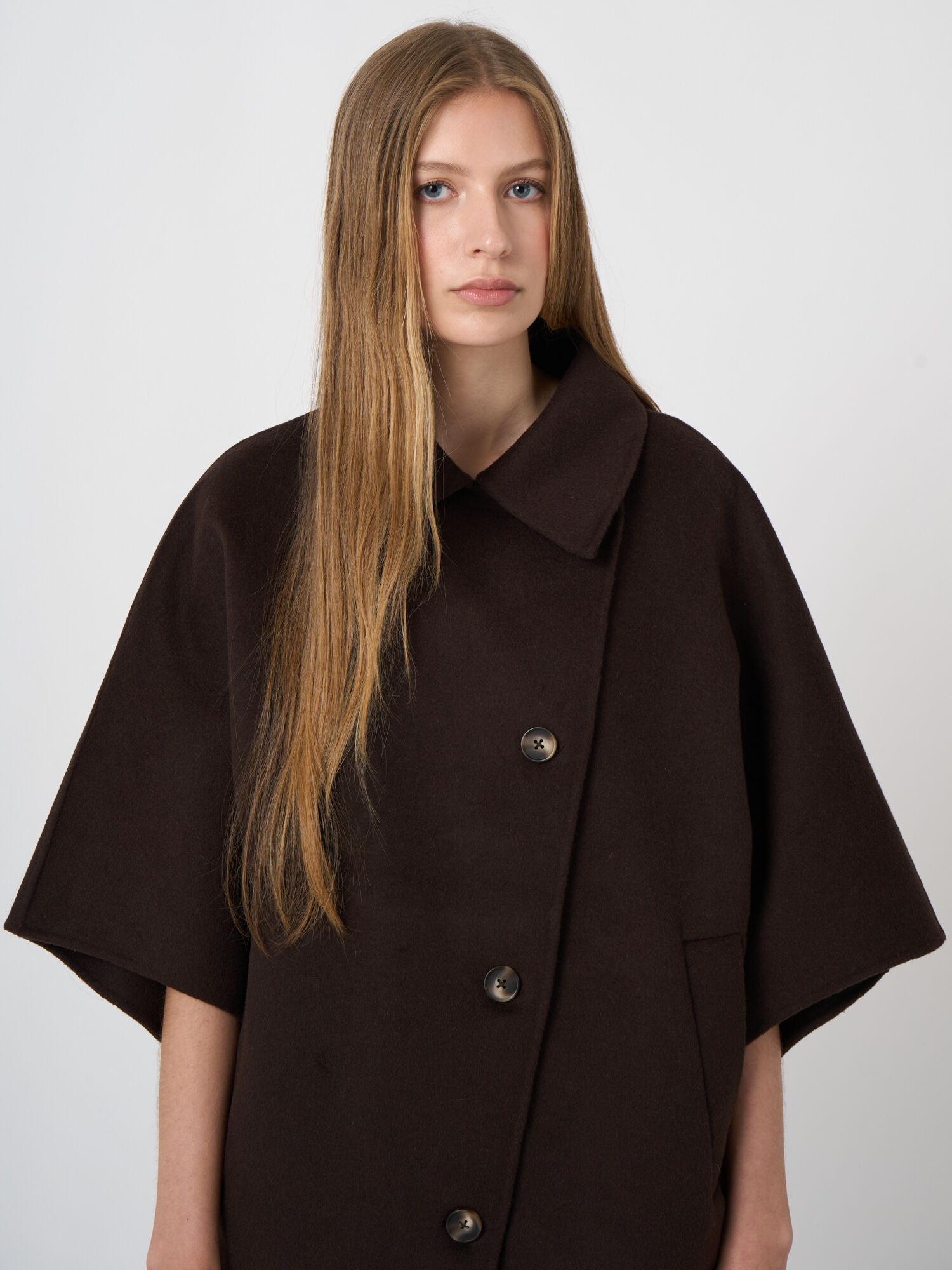 Wolmix ponchojas met reverskraag