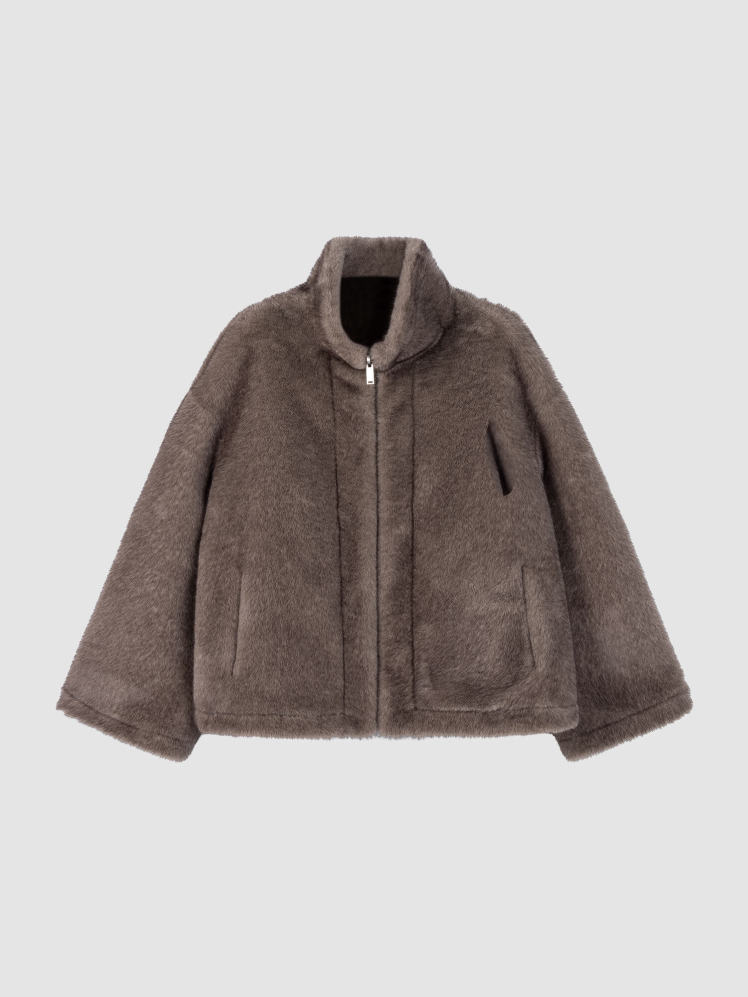 Reversible Faux-Mink Jacket with Wide Stand Collar | REPEAT cashmere