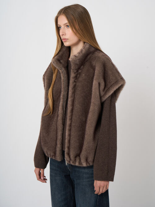Reversible Faux-Mink Vest with Stand Collar
