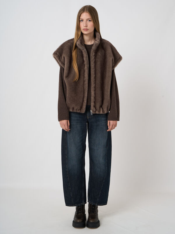 Reversible Faux-Mink Vest with Stand Collar image number 1