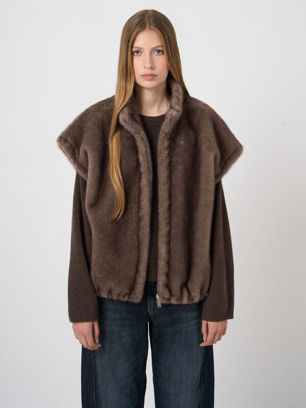 Reversible Faux-Mink Vest with Stand Collar image number 2