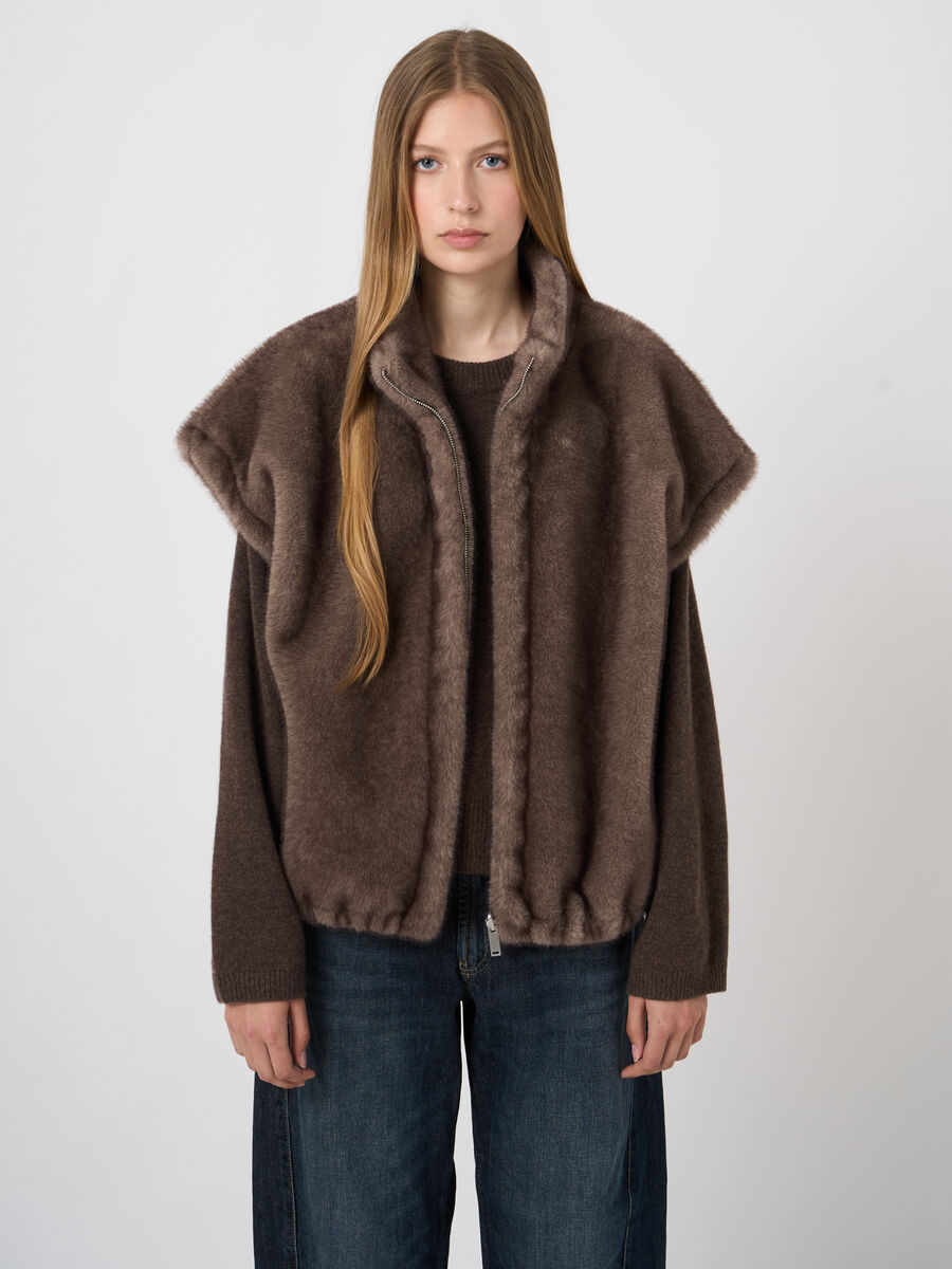 Reversible Faux-Mink Vest with Stand Collar image number 2