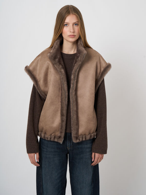 Reversible Faux-Mink Vest with Stand Collar image number 3