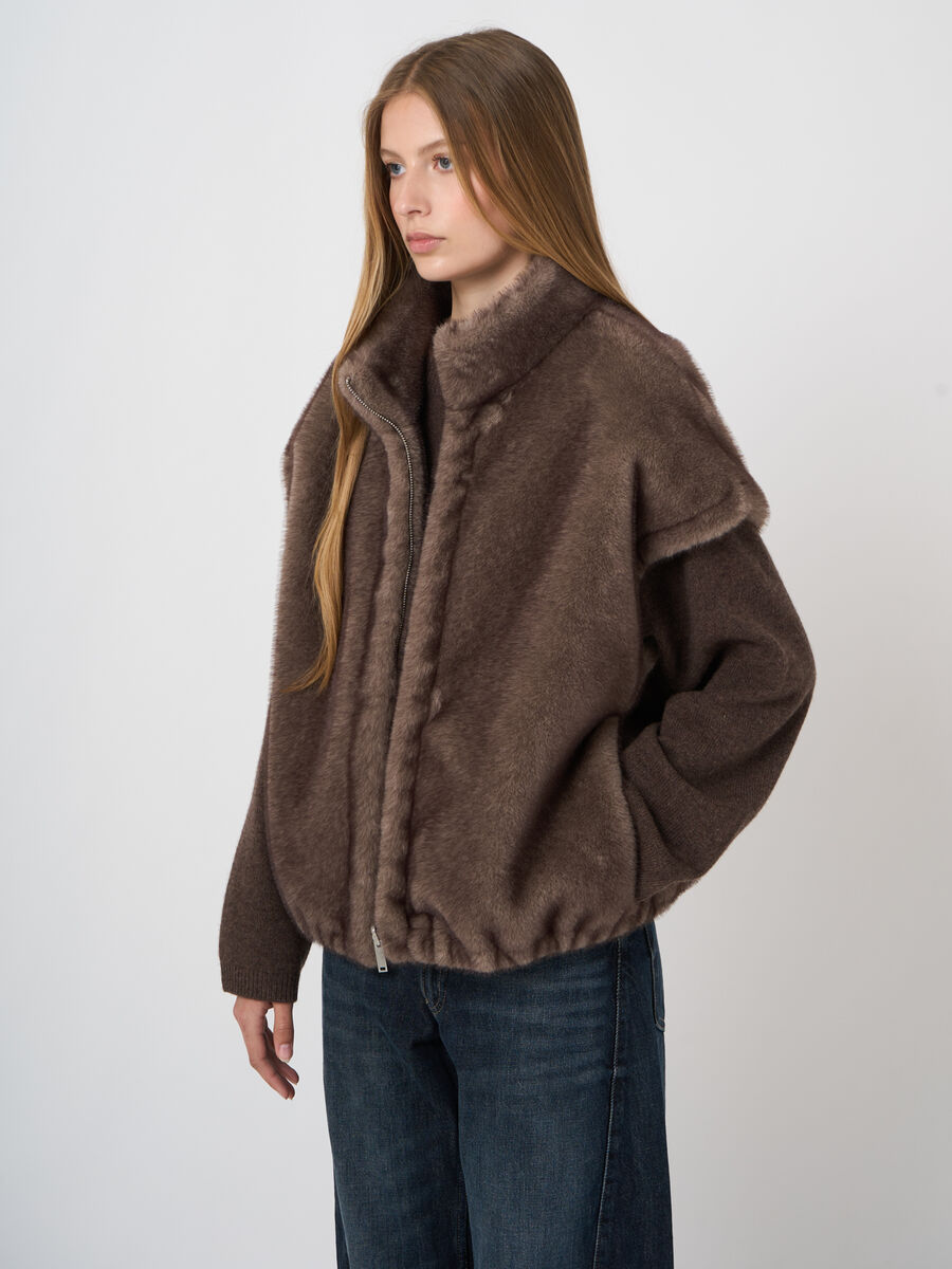 Reversible Faux-Mink Vest with Stand Collar image number 4