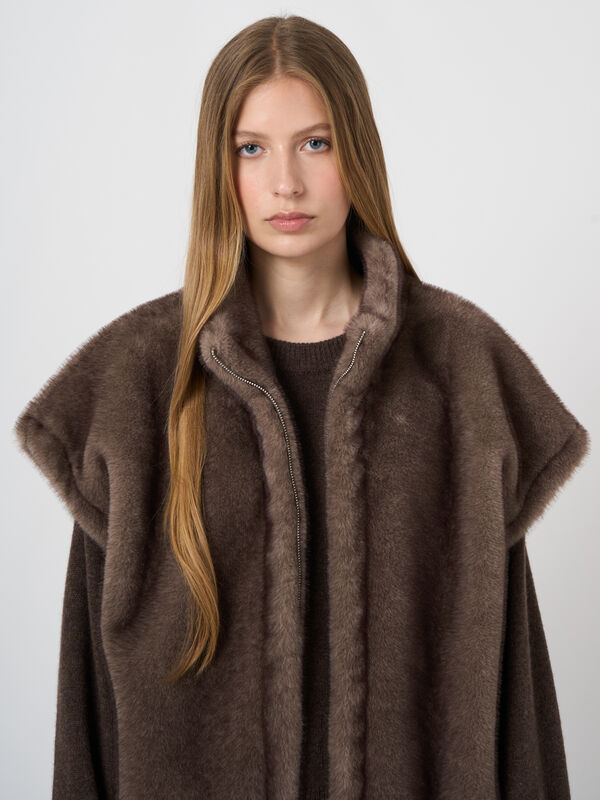 Reversible Faux-Mink Vest with Stand Collar image number 5