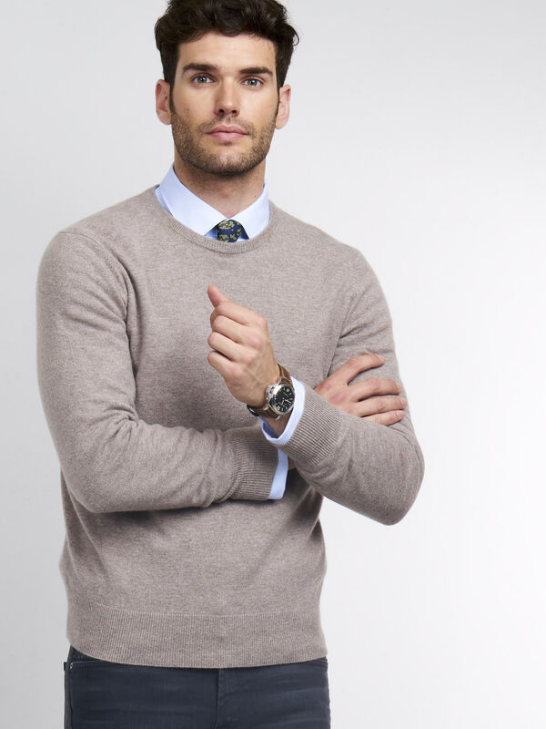 Men's cashmere round neck sweater image number 0