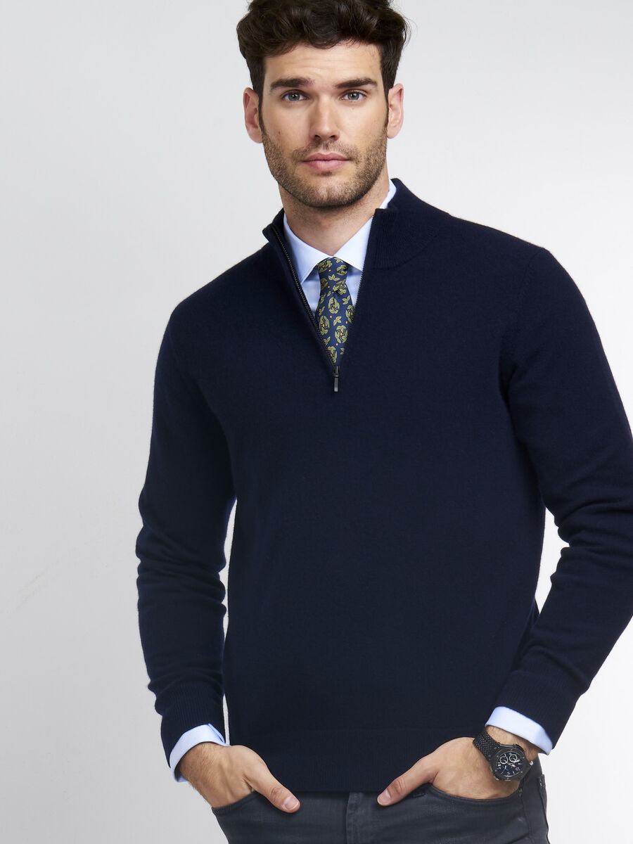 Men's cashmere half-zip sweater image number 0