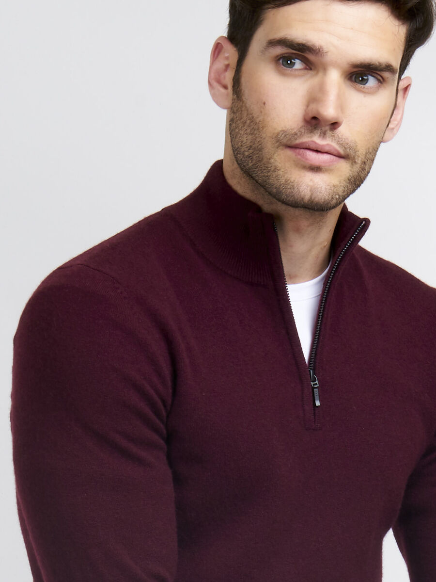 Men's cashmere half-zip sweater image number 16