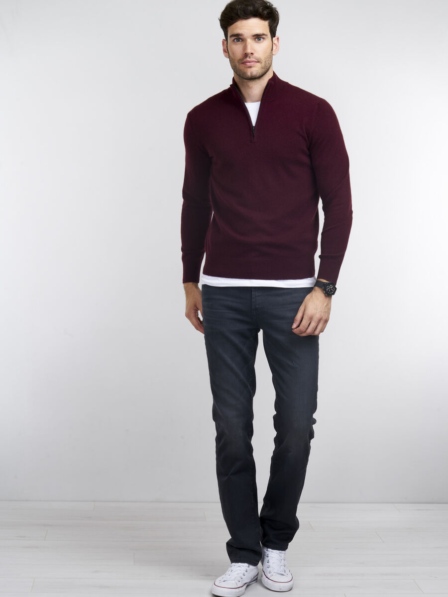 Men's cashmere half-zip sweater image number 17