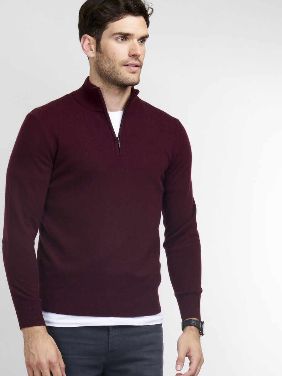 Men's cashmere half-zip sweater image number 18
