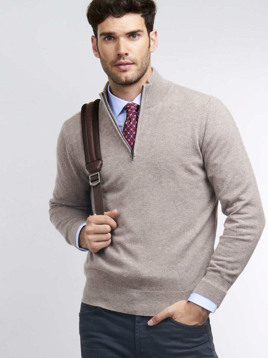 Men's cashmere half-zip sweater image number 0