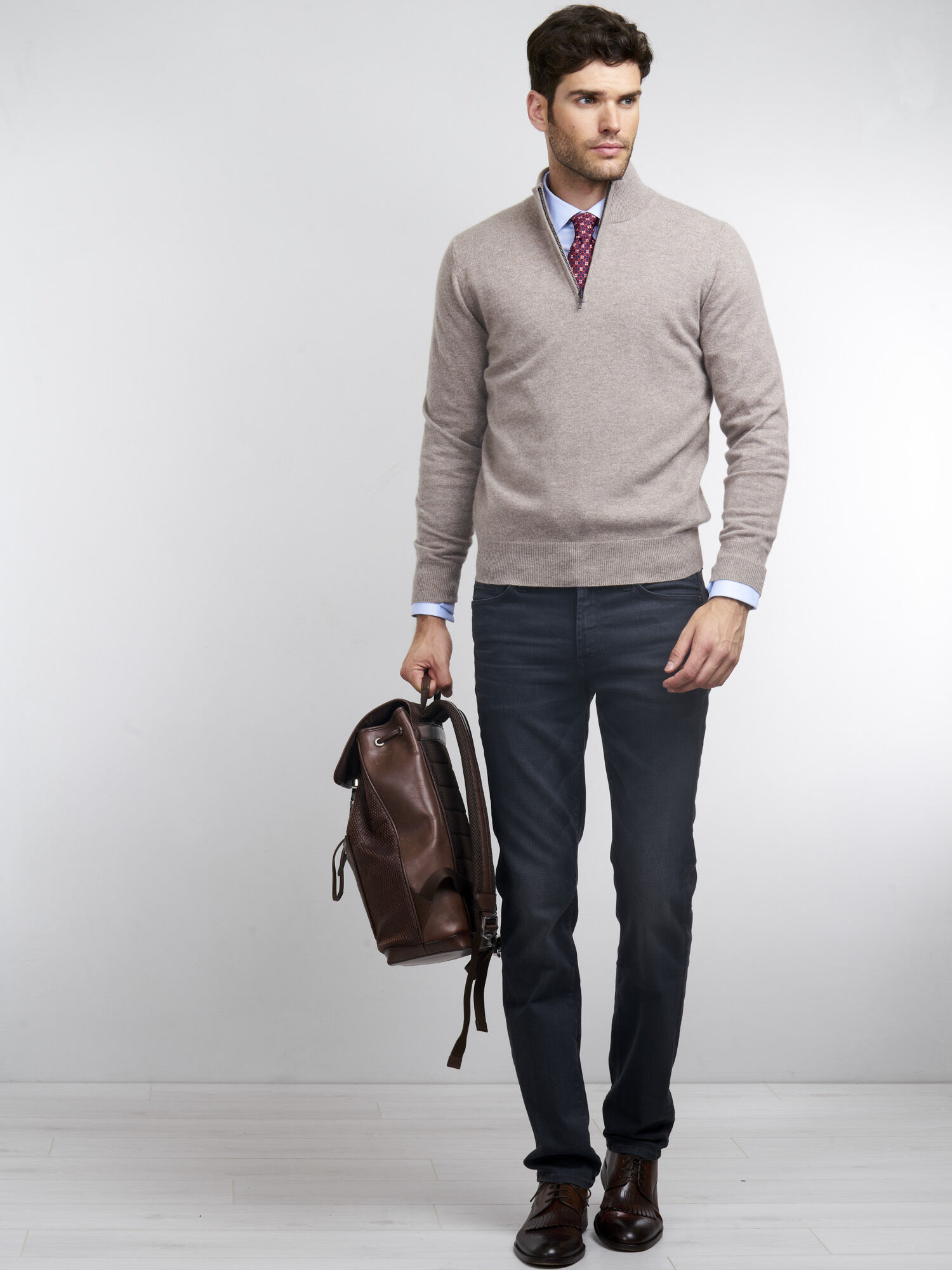 Pull 100% Cachemire Joseph & Lyman Mi-zippé Taille M Homme - Occasion Très Bon état