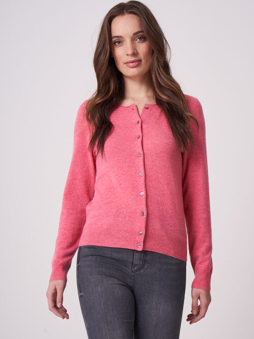 Cardigan à col rond en cachemire organique