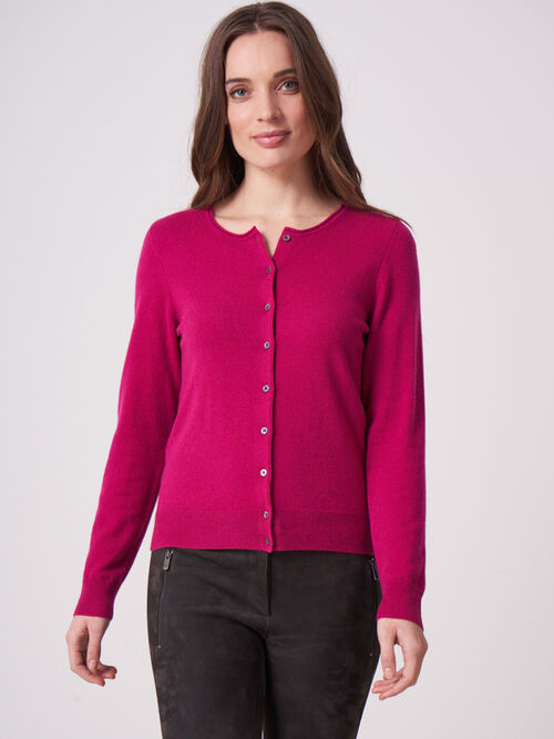 Cardigan à col rond en cachemire organique