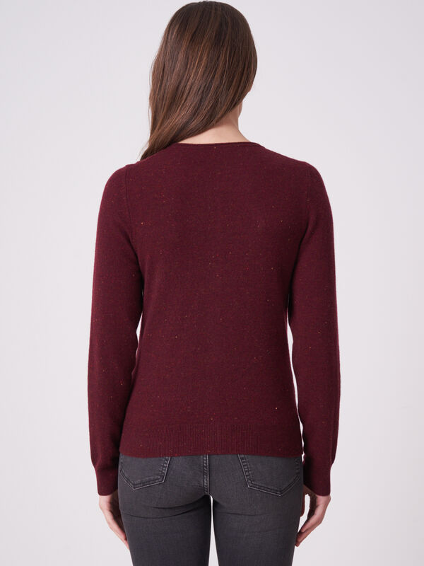 Basic fine knit organic cashmere round neck cardigan image number 1