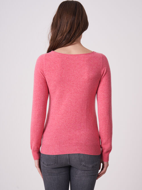 Basic Pullover mit U-Boot-Ausschnitt aus organischem Kaschmir