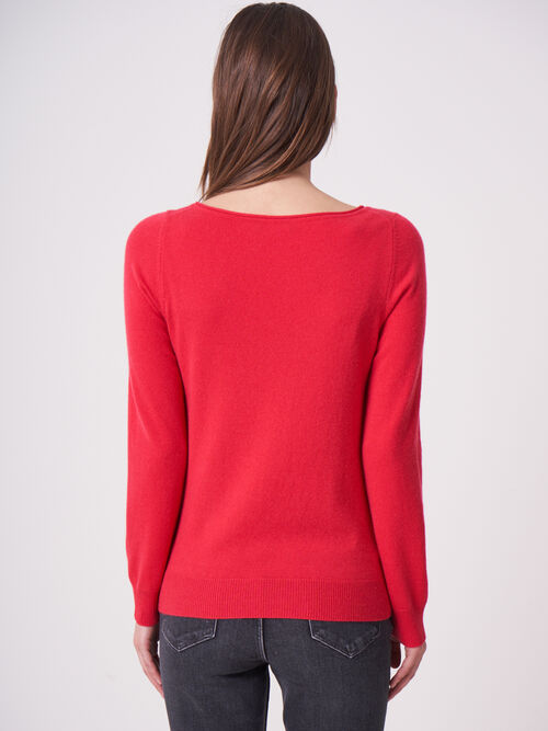 Basic Pullover mit U-Boot-Ausschnitt aus organischem Kaschmir