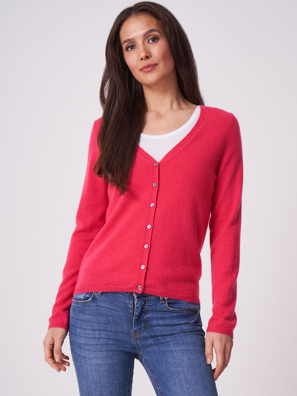 Cardigan à col V en cachemire organique image number 0